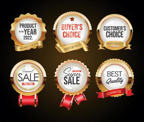 High quality collection of gold and red badges and labels retro style