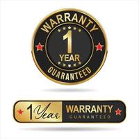 warranty guaranteed gold and black  labels on white background vector