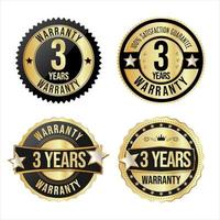 Collection of customer satisfaction  warranty guaranteed gold and black badges vector