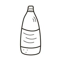 boceto vectorial de una botella de plástico, un contenedor de productos químicos domésticos, plantilla de contorno de icono, estilo de garabato vector