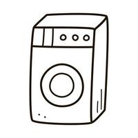 Washing machine icon, vector contour template, doodle style