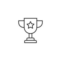 Sport, hobby, activity concept. Vector minimalistic sign drawn in flat style. Perfect for stores, shops, advertisement. Line icon of star on winning cup or goblet