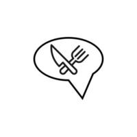 Sign and symbols concept. Outline symbol in flat style. Editable stroke. Line icon of crossed knife and spoon vector