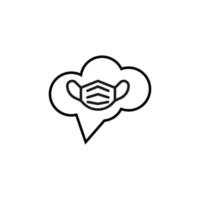 Sign and symbols concept. Outline symbol in flat style. Editable stroke. Line icon of face mask inside of speech bubble in form of cloud vector