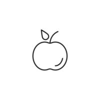 Food and nutrition concept. Minimalistic monochrome illustration drawn with black thin line. Editable stroke Vector icon of apple