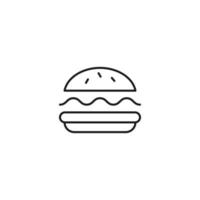 Food and nutrition concept. Minimalistic monochrome illustration drawn with black thin line. Editable stroke Vector icon of burger