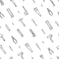 Seamless pattern Construction tools, doodle vector set of repair elements, cartoon icons