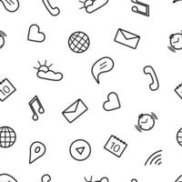 Seamless pattern doodle icons for the function of a gadget, phone or smartwatch vector