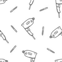 Seamless pattern drill and drill bit, background electric construction device, vector illustrator