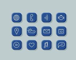 A set of doodle icons for the function of a gadget, phone or smartwatch vector