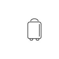 Outline monochrome symbol drawn in flat style with thin line. Editable stroke. Line icon of luggage, baggage or suitcase for trips, travels, voyage etc vector