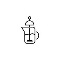 Household and daily routine concept. Single outline monochrome sign in flat style. Editable stroke. Line icon of french press for tea or special teapot or kettle vector