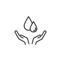 Charity and philanthropy concept. Hight quality sign drawn with thin line. Suitable for web sites, stores, internet shops, banners etc. Line icon of water drops over opened hands vector