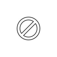 Interface of web site signs. Minimalistic outline symbol drawn with black thin line. Suitable for apps, web sites, internet pages. Vector line icon of prohibition sign