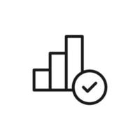 Business and money concept. Monochrome sign drawn with black line. Editable stroke. Vector line icon of check next to progress bar