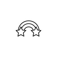 Vector symbol in flat style. Editable stroke. Perfect for internet stores, sites, articles, books etc. Line icon of stars on edges of rainbow