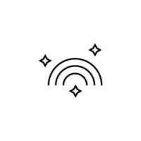 Vector symbol in flat style. Editable stroke. Perfect for internet stores, sites, articles, books etc. Line icon of stars on edges of simple monochrome rainbow