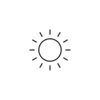 Ecology, nature, eco-friendly concept. Outline symbol drawn with black thin line. Suitable for adverts, packages, stores, web sites. Vector line icon of glowing sun