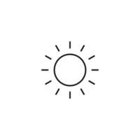 Ecology, nature, eco-friendly concept. Outline symbol drawn with black thin line. Suitable for adverts, packages, stores, web sites. Vector line icon of glowing sun