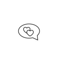 Outline sign related to heart and romance. Editable stroke. Modern sign in flat style. Suitable for advertisements, articles, books etc. Line icon of hearts inside of speech bubble vector