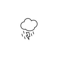 Outline monochrome symbol drawn in flat style with thin line. Editable stroke. Line icon of lighting and rain vector