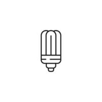 Ecology, nature, eco-friendly concept. Outline symbol drawn with black thin line. Suitable for adverts, packages, stores, web sites. Vector line icon of energy saving bulb