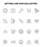 Vector sign drawn with thin line. Setting line icon collection