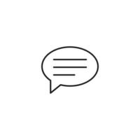 Black and white simple sign. Monochrome minimalistic illustration suitable for apps, books, templates, articles etc. Vector line icon of long thin lines inside of speech bubble