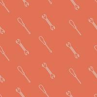 Seamless pattern Screwdrivers and Wrench, a set of doodle construction tools, vector illustration background