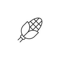 concepto de alimentación y nutrición. ilustración monocromática minimalista dibujada con una delgada línea negra. icono de vector de trazo editable de maíz