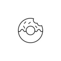 Food and nutrition concept. Minimalistic monochrome illustration drawn with black thin line. Editable stroke Vector icon of doughnut
