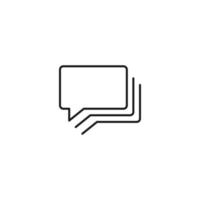 Black and white simple sign. Monochrome minimalistic illustration suitable for apps, books, templates, articles etc. Vector line icon of rectangular speech bubbles for text and other