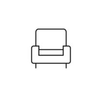 Furniture concept. Vector sign in flat style and editable stroke. Perfect for stores, shops, banners, web sites. Line icon of armchair