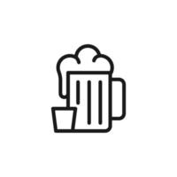 Summer cocktail signs. Vector symbol drawn in flat style with black line. Perfect for adverts, web sites, cafe and restaurant menu. Icon of beer in cup