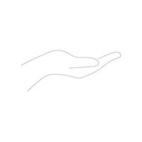 Line monochrome illustration of outstretched hand. Suitable for signboards, shops, banners, books etc. Vector silhouette.