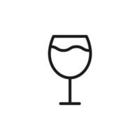 Summer cocktail signs. Vector symbol drawn in flat style with black line. Perfect for adverts, web sites, cafe and restaurant menu. Icon of wine or champaign in glass