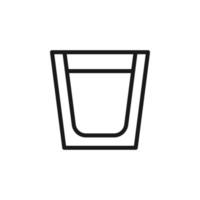 Summer cocktail signs. Vector symbol drawn in flat style with black line. Perfect for adverts, web sites, cafe and restaurant menu. Icon of water in glass