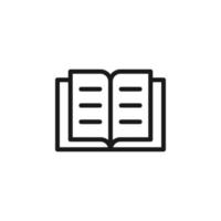 signo de ciencia y educación. símbolo de vector monocromo minimalista. adecuado para anuncios, sitios, artículos, libros. icono de línea vectorial de libro abierto