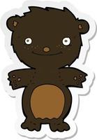 sticker of a cartoon happy little black bear vector