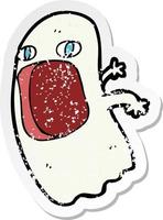 retro distressed sticker of a funny cartoon ghost vector