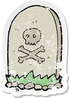 retro distressed sticker of a cartoon grave vector