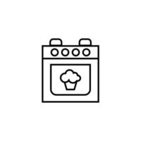 Cooking, food and kitchen concept. Collection of modern outline monochrome icons in flat style. Line icon of cupcake inside of oven vector