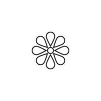 Outline monochrome symbol drawn in flat style with thin line. Editable stroke. Line icon of flower with lots of beautiful petals isolated on white background vector