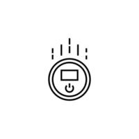 Household and daily routine concept. Single outline monochrome sign in flat style. Editable stroke. Line icon of robot vacuum cleaner vector