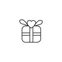 Outline sign related to heart and romance. Editable stroke. Modern sign in flat style. Suitable for advertisements, articles, books etc. Line icon of giftbox with ribbon in form of heart vector