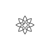 Outline monochrome symbol drawn in flat style with thin line. Editable stroke. Line icon of small flower with lots of petal with sharp edges vector