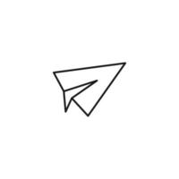 Social media concept. Vector symbol drawn with black thin line. Editable stroke. Suitable for articles, web sites etc. Line icon of paper plane