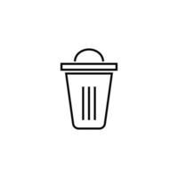 Household and daily routine concept. Single outline monochrome sign in flat style. Editable stroke. Line icon of dumpster or trash can or garbage can vector