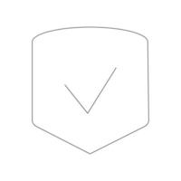 Vector monochrome sign in flat style. Editable stroke. Suitable for web sites, banners, books, articles etc. Line icon of checkmark inside of shield