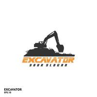 Excavator logo template, heavy equipment for construction logo vector